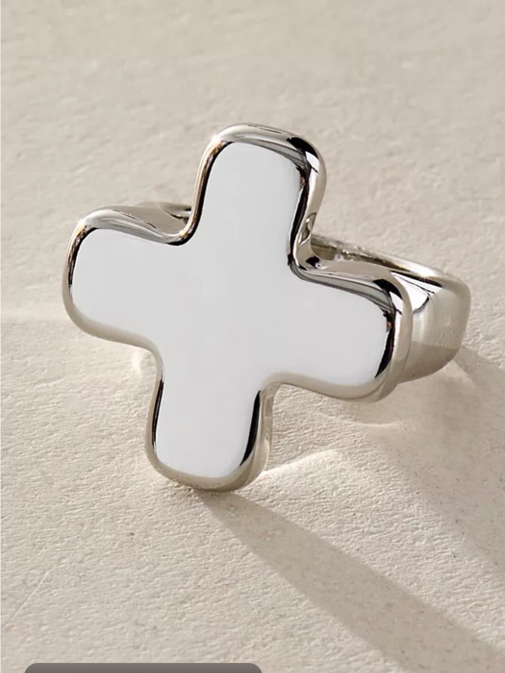 Free People Silver Tone Cross Ring